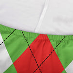 Red Green And White Argyle Pattern Print Sofa Cover