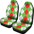 Red Green And White Argyle Pattern Print Universal Fit Car Seat Covers