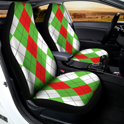 Red Green And White Argyle Pattern Print Universal Fit Car Seat Covers
