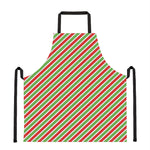 Red Green And White Candy Cane Print Apron