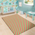 Red Green And White Candy Cane Print Area Rug
