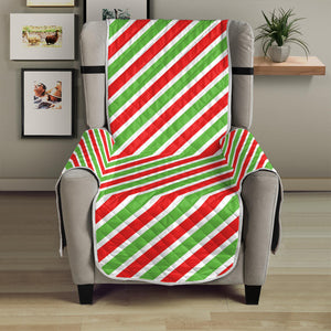 Red Green And White Candy Cane Print Armchair Protector