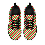 Red Green And White Candy Cane Print Black Sneakers