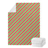 Red Green And White Candy Cane Print Blanket