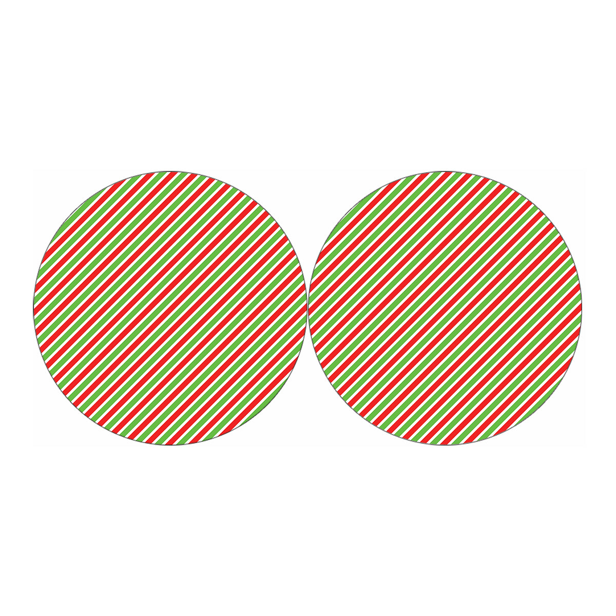 Red Green And White Candy Cane Print Car Coasters