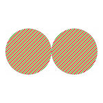 Red Green And White Candy Cane Print Car Coasters