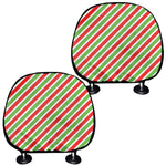 Red Green And White Candy Cane Print Car Headrest Covers