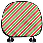Red Green And White Candy Cane Print Car Headrest Covers