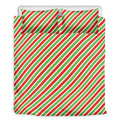 Red Green And White Candy Cane Print Duvet Cover Bedding Set