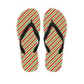 Red Green And White Candy Cane Print Flip Flops