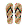 Red Green And White Candy Cane Print Flip Flops