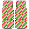 Red Green And White Candy Cane Print Front and Back Car Floor Mats
