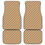 Red Green And White Candy Cane Print Front and Back Car Floor Mats