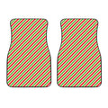 Red Green And White Candy Cane Print Front Car Floor Mats