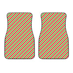 Red Green And White Candy Cane Print Front Car Floor Mats