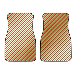 Red Green And White Candy Cane Print Front Car Floor Mats