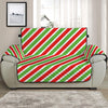 Red Green And White Candy Cane Print Half Sofa Protector