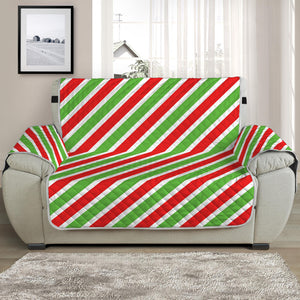 Red Green And White Candy Cane Print Half Sofa Protector