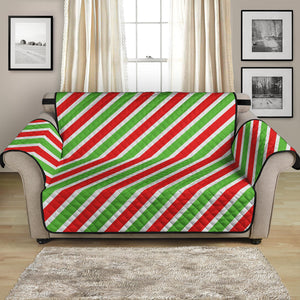 Red Green And White Candy Cane Print Loveseat Protector