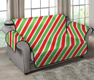 Red Green And White Candy Cane Print Loveseat Protector