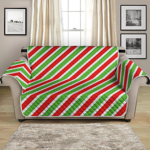 Red Green And White Candy Cane Print Loveseat Protector