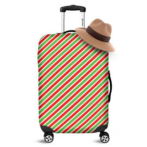 Red Green And White Candy Cane Print Luggage Cover