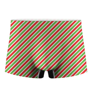 Red Green And White Candy Cane Print Men's Boxer Briefs