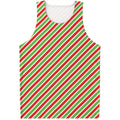 Red Green And White Candy Cane Print Men's Tank Top