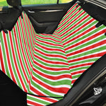 Red Green And White Candy Cane Print Pet Car Back Seat Cover