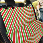 Red Green And White Candy Cane Print Pet Car Back Seat Cover