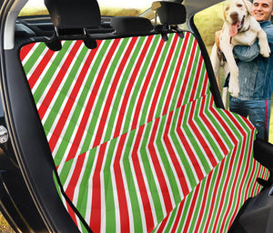 Red Green And White Candy Cane Print Pet Car Back Seat Cover