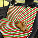 Red Green And White Candy Cane Print Pet Car Back Seat Cover