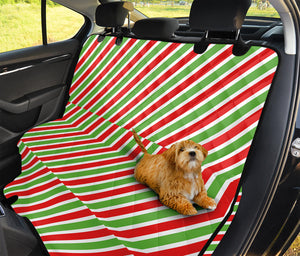 Red Green And White Candy Cane Print Pet Car Back Seat Cover