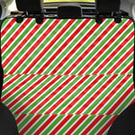 Red Green And White Candy Cane Print Pet Car Back Seat Cover