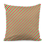 Red Green And White Candy Cane Print Pillow Cover