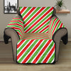 Red Green And White Candy Cane Print Recliner Protector