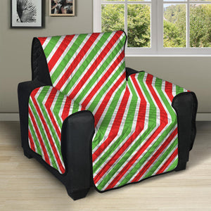 Red Green And White Candy Cane Print Recliner Protector