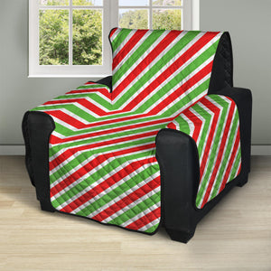 Red Green And White Candy Cane Print Recliner Protector