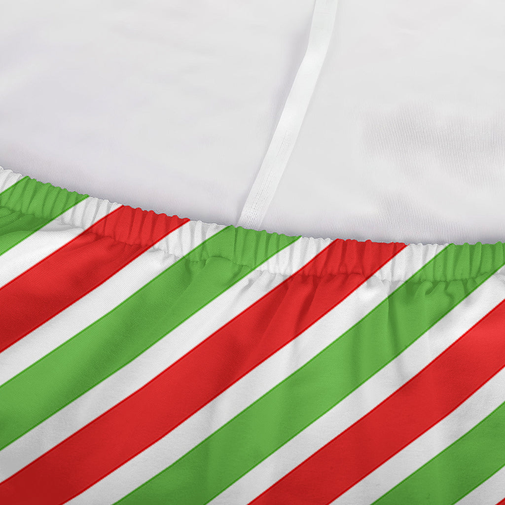 Red Green And White Candy Cane Print Sofa Cover