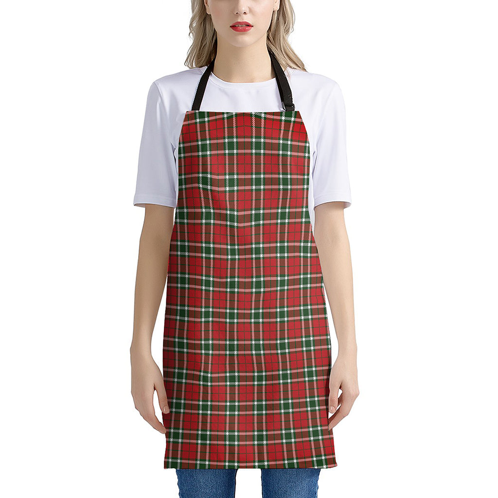 Red Green And White Tartan Pattern Print Apron