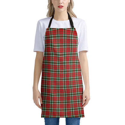 Red Green And White Tartan Pattern Print Apron