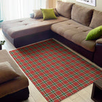Red Green And White Tartan Pattern Print Area Rug