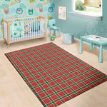 Red Green And White Tartan Pattern Print Area Rug