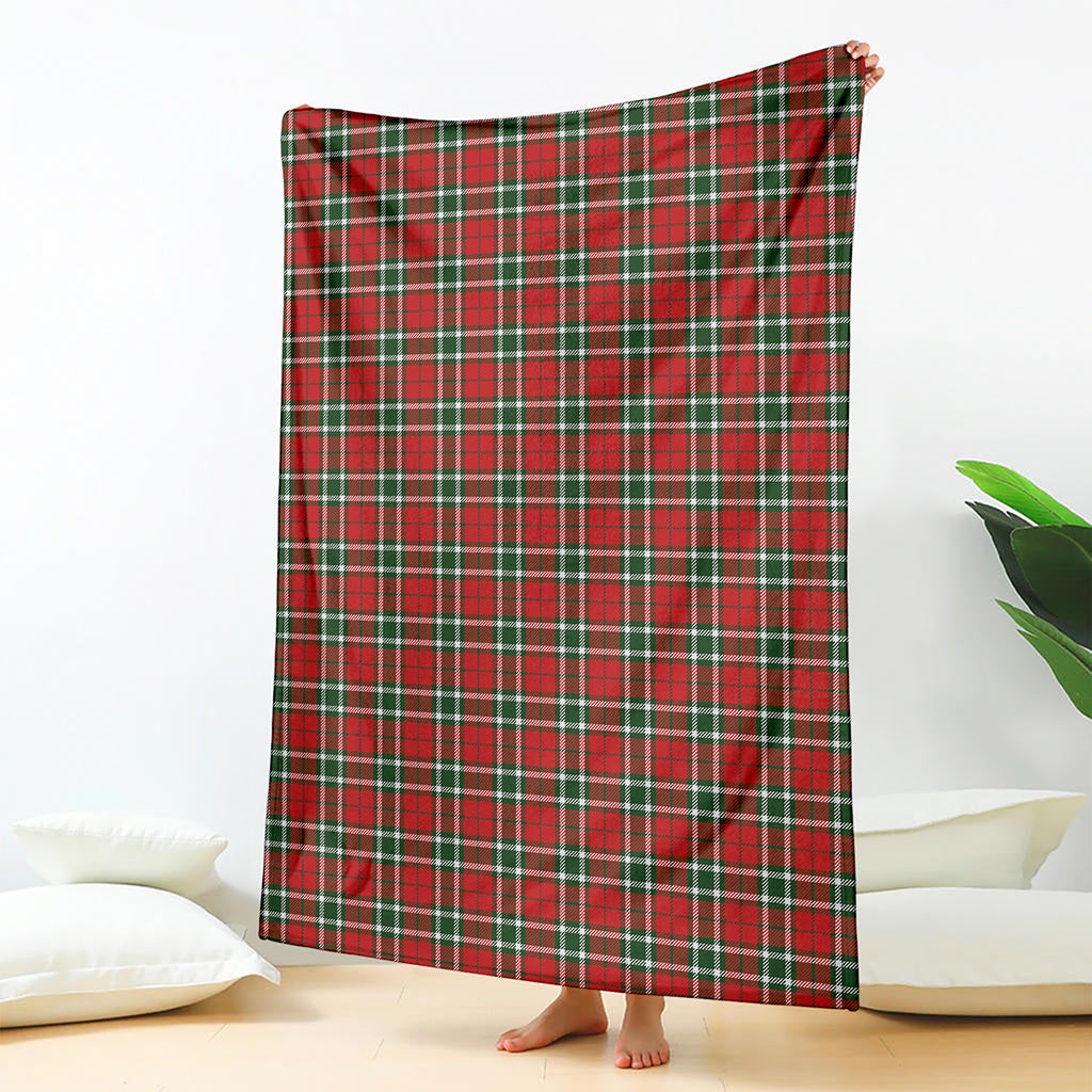 Red Green And White Tartan Pattern Print Blanket
