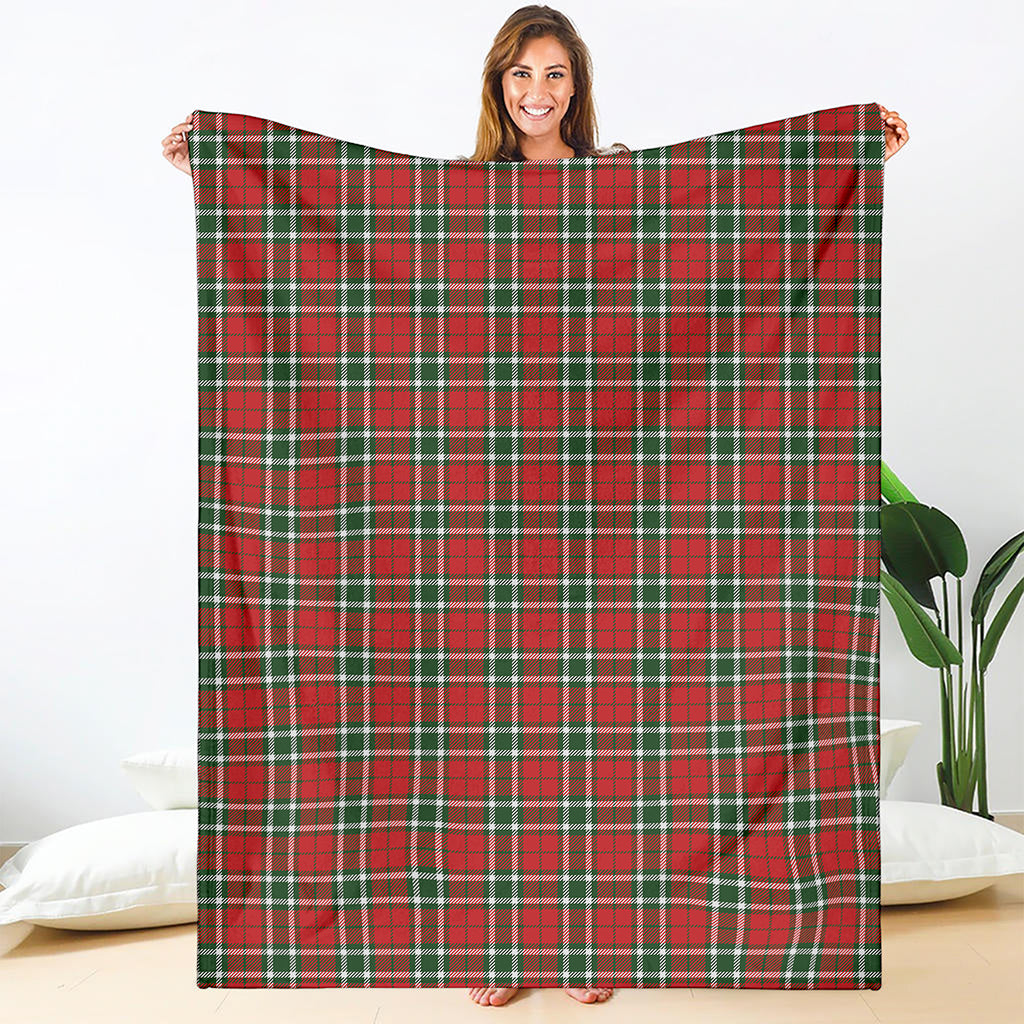 Red Green And White Tartan Pattern Print Blanket