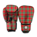 Red Green And White Tartan Pattern Print Boxing Gloves