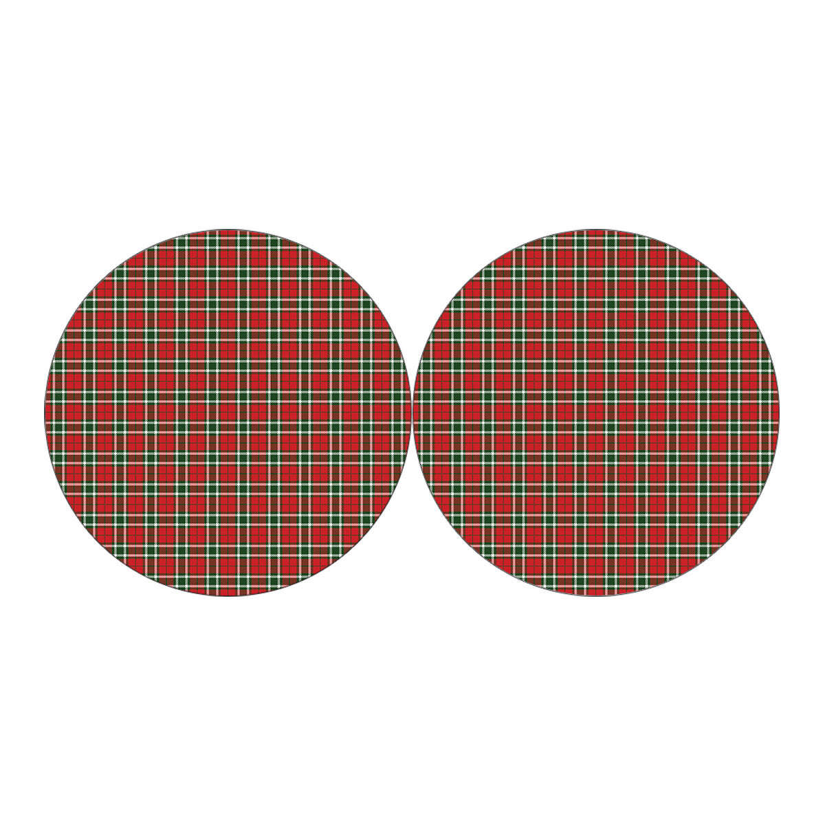 Red Green And White Tartan Pattern Print Car Coasters