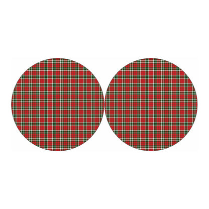 Red Green And White Tartan Pattern Print Car Coasters