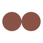 Red Green And White Tartan Pattern Print Car Coasters