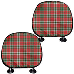 Red Green And White Tartan Pattern Print Car Headrest Covers